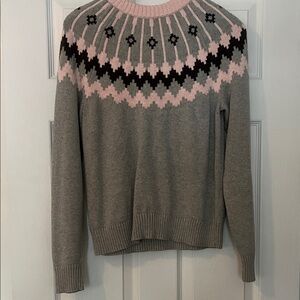 J. Crew Pink and Gray Patterned Sweater- Fair Isle